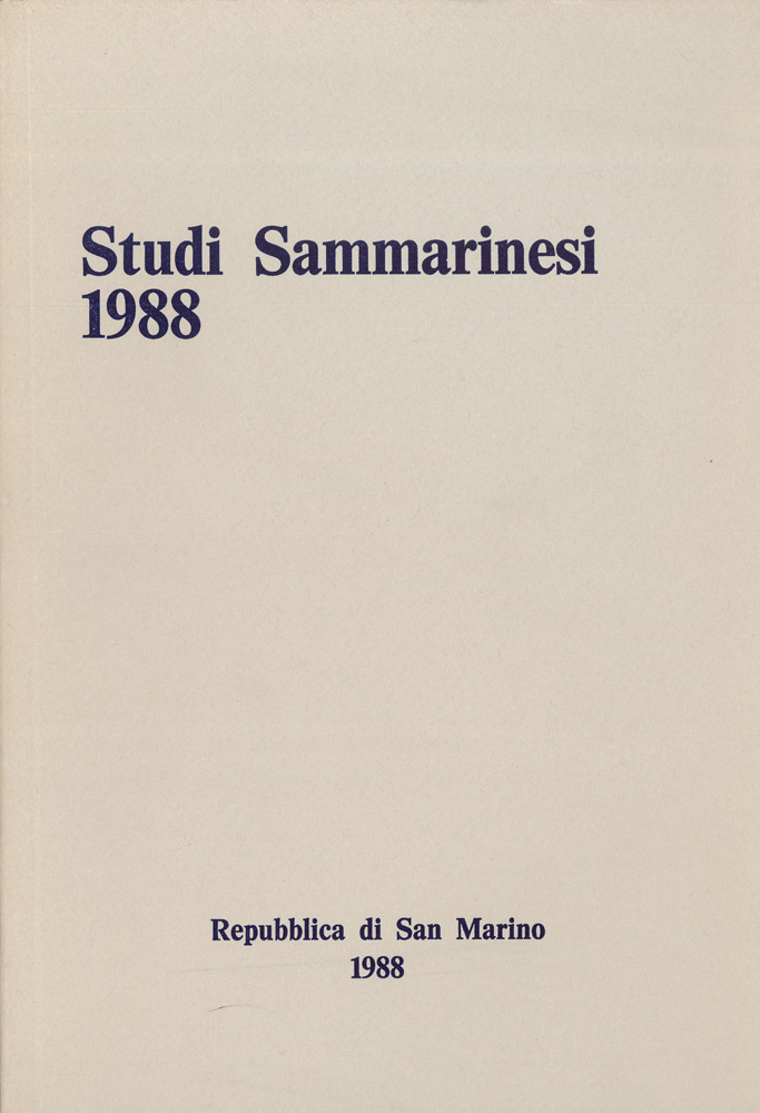 Studi Sammarinesi di scienze arte e lettere 1988.