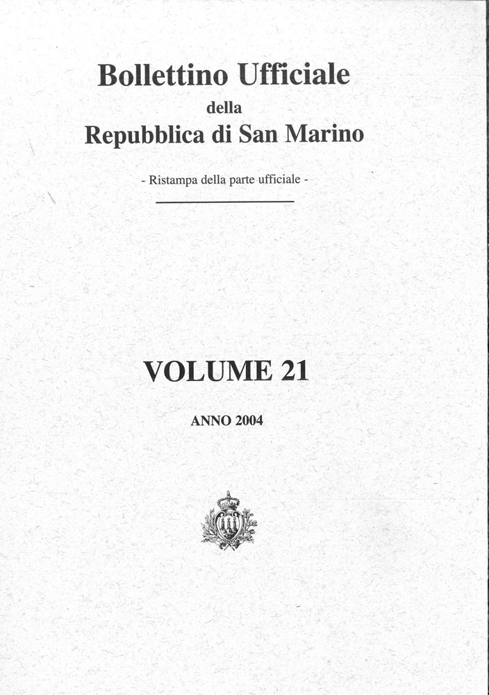 Bollettino ufficiale della Repubblica di San Marino volume 21. Ristampa della parte ufficiale.