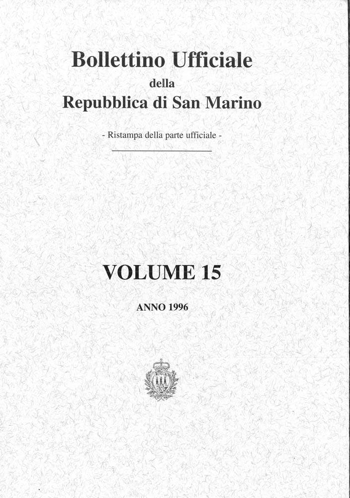 Bollettino ufficiale della Repubblica di San Marino volume 15. Ristampa della parte ufficiale.